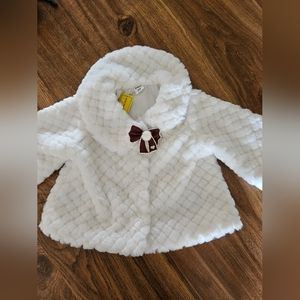 White Faux Fir Jacket Baby girls 6-9m NWT